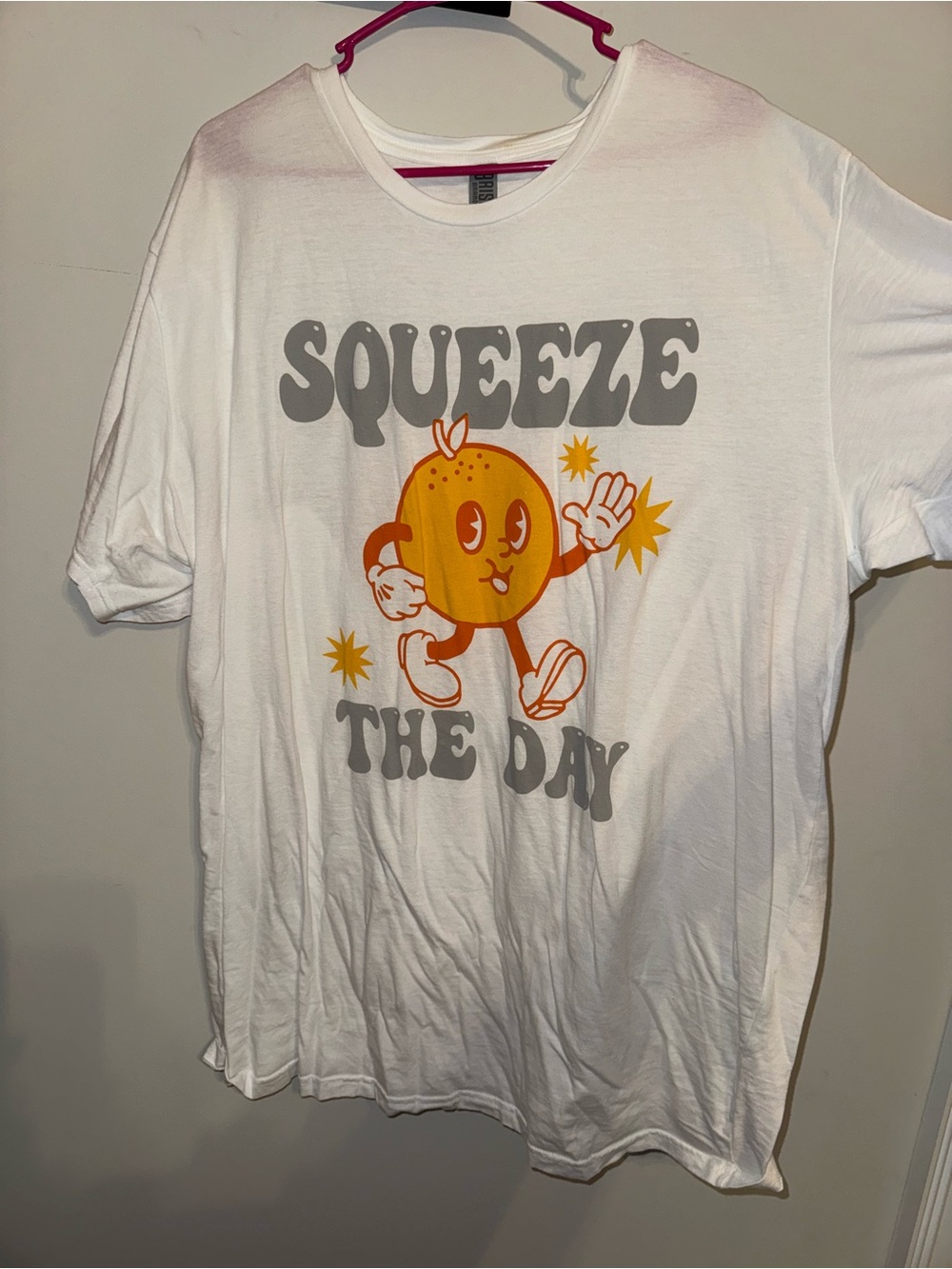 Squeeze The Day Orange Graphic Tee - White